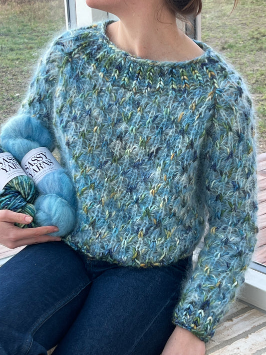BEAR SWEATER AF PURE KNIT AND PURL – BLÅ