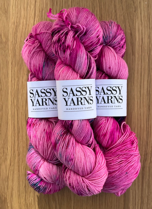 Merino Sølv Glitter Sock - Magenta