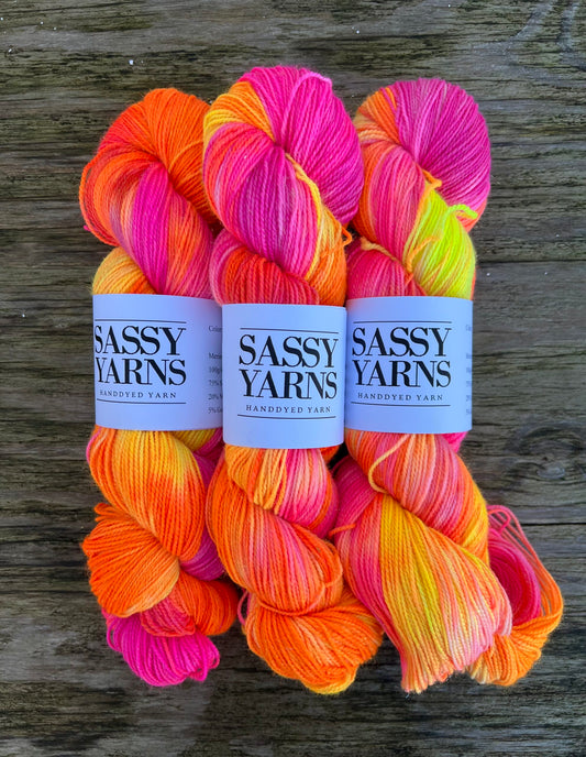 Merino Guld Glitter Sock - Tequila Sunrise