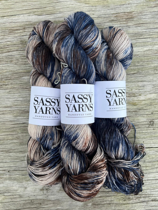 Merino Sock - blå/brun